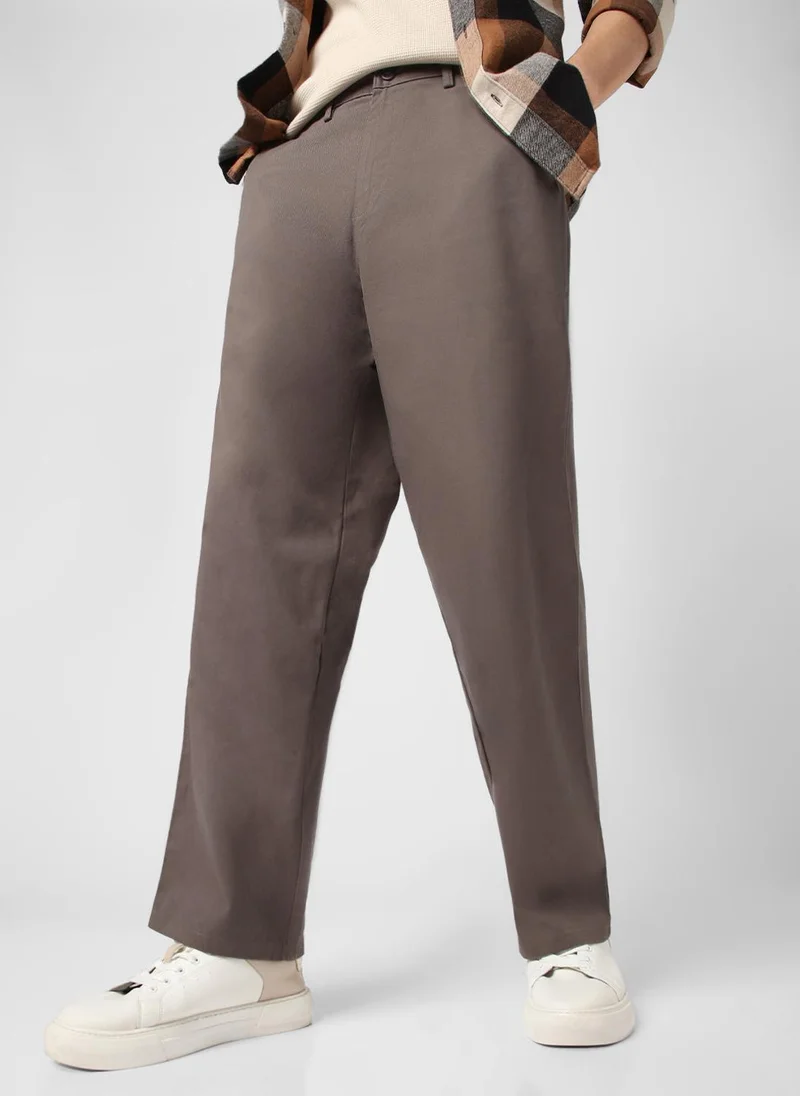 Urbano Fashion  Urbano Fashion Men's Dark Grey Loose Baggy Fit Solid Chino Trousers Non-Stretchable for Men | Best Price UAE